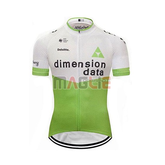 2018 Maglia Dimension Data Manica Corta Bianco e Verde